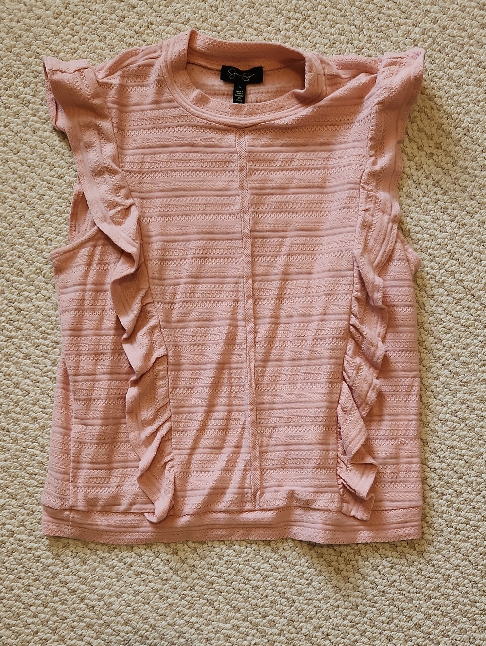 Jessica Simpson Blush Pink Ruffle Sleeve Knit Top
